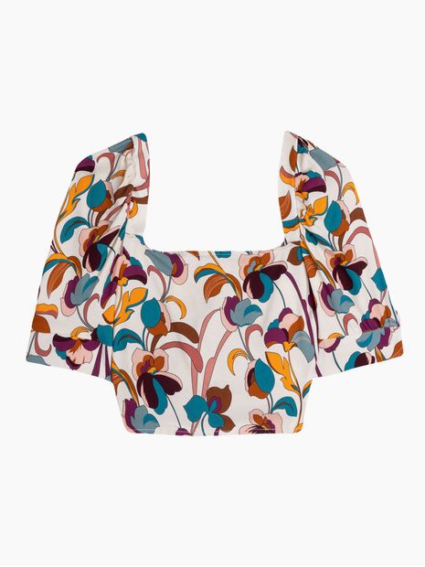 Blusa Estampada Mangas Aglobadas para Mujer 00860
